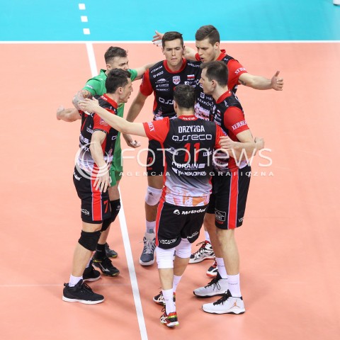  17.04.2016 KRAKOW <br />SIATKOWKA MEZCZYZN LIGA MISTRZOW FINAL FOUR 2016 CHAMPIONS LEAGUE <br />2016 CEV DenizBank Volleyball Men Champions League Final Four season 2015/2016<br />MECZ O 3. MIEJSCE Third place match <br />MECZ ASSECO RESOVIA RZESZOW - CUCINE LUBE CIVITANOVA <br />N/Z THOMAS JAESCHKE DMYTRO PASHYTSKYY ( PASZYCKI ) OLIEG ACHREM ( ALEH AKHREM ) BARTOSZ KUREK RADOSC EMOCJE <br /> 