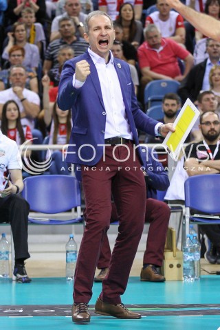  17.04.2016 KRAKOW <br />SIATKOWKA MEZCZYZN LIGA MISTRZOW FINAL FOUR 2016 CHAMPIONS LEAGUE <br />2016 CEV DenizBank Volleyball Men Champions League Final Four season 2015/2016<br />MECZ O 3. MIEJSCE Third place match <br />MECZ ASSECO RESOVIA RZESZOW - CUCINE LUBE CIVITANOVA <br />N/Z ANDRZEJ KOWAL - I TRENER ( HEAD COACH ) SYLWETKA RADOSC EMOCJE <br /> 