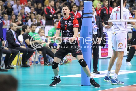  17.04.2016 KRAKOW <br />SIATKOWKA MEZCZYZN LIGA MISTRZOW FINAL FOUR 2016 CHAMPIONS LEAGUE <br />2016 CEV DenizBank Volleyball Men Champions League Final Four season 2015/2016<br />MECZ O 3. MIEJSCE Third place match <br />MECZ ASSECO RESOVIA RZESZOW - CUCINE LUBE CIVITANOVA <br />N/Z OLIEG ACHREM ( ALEH AKHREM ) RADOSC EMOCJE SYLWETKA <br /> 
