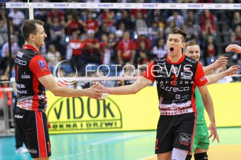  17.04.2016 KRAKOW <br />SIATKOWKA MEZCZYZN LIGA MISTRZOW FINAL FOUR 2016 CHAMPIONS LEAGUE <br />2016 CEV DenizBank Volleyball Men Champions League Final Four season 2015/2016<br />MECZ O 3. MIEJSCE Third place match <br />MECZ ASSECO RESOVIA RZESZOW - CUCINE LUBE CIVITANOVA <br />N/Z THOMAS JAESCHKE BARTOSZ KUREK RADOSC EMOCJE <br /> 