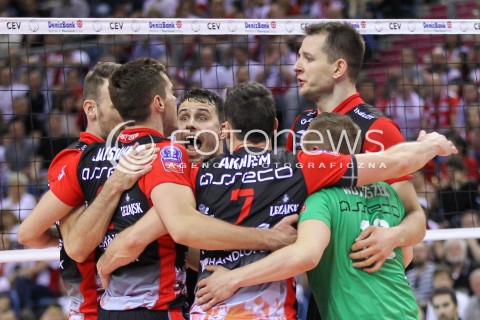 17.04.2016 KRAKOW <br />SIATKOWKA MEZCZYZN LIGA MISTRZOW FINAL FOUR 2016 CHAMPIONS LEAGUE <br />2016 CEV DenizBank Volleyball Men Champions League Final Four season 2015/2016<br />MECZ O 3. MIEJSCE Third place match <br />MECZ ASSECO RESOVIA RZESZOW - CUCINE LUBE CIVITANOVA <br />N/Z FABIAN DRZYZGA BARTOSZ KUREK RADOSC EMOCJE <br /> 