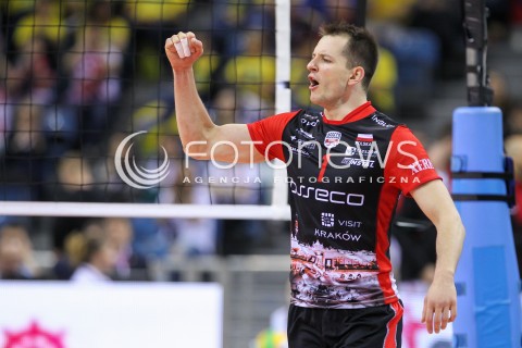  17.04.2016 KRAKOW <br />SIATKOWKA MEZCZYZN LIGA MISTRZOW FINAL FOUR 2016 CHAMPIONS LEAGUE <br />2016 CEV DenizBank Volleyball Men Champions League Final Four season 2015/2016<br />MECZ O 3. MIEJSCE Third place match <br />MECZ ASSECO RESOVIA RZESZOW - CUCINE LUBE CIVITANOVA <br />N/Z BARTOSZ KUREK RADOSC EMOCJE SYLWETKA <br /> 