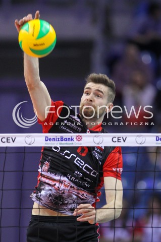  17.04.2016 KRAKOW <br />SIATKOWKA MEZCZYZN LIGA MISTRZOW FINAL FOUR 2016 CHAMPIONS LEAGUE <br />2016 CEV DenizBank Volleyball Men Champions League Final Four season 2015/2016<br />MECZ O 3. MIEJSCE Third place match <br />MECZ ASSECO RESOVIA RZESZOW - CUCINE LUBE CIVITANOVA <br />N/Z DAWID DRYJA SYLWETKA ATAK<br /> 