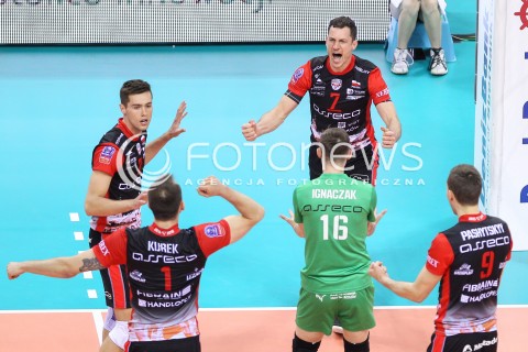  17.04.2016 KRAKOW <br />SIATKOWKA MEZCZYZN LIGA MISTRZOW FINAL FOUR 2016 CHAMPIONS LEAGUE <br />2016 CEV DenizBank Volleyball Men Champions League Final Four season 2015/2016<br />MECZ O 3. MIEJSCE Third place match <br />MECZ ASSECO RESOVIA RZESZOW - CUCINE LUBE CIVITANOVA <br />N/Z OLIEG ACHREM ( ALEH AKHREM ) THOMAS JAESCHKE RADOSC EMOCJE <br /> 