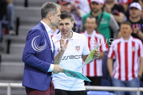  17.04.2016 KRAKOW <br />SIATKOWKA MEZCZYZN LIGA MISTRZOW FINAL FOUR 2016 CHAMPIONS LEAGUE <br />2016 CEV DenizBank Volleyball Men Champions League Final Four season 2015/2016<br />MECZ O 3. MIEJSCE Third place match <br />MECZ ASSECO RESOVIA RZESZOW - CUCINE LUBE CIVITANOVA <br />N/Z ANDRZEJ KOWAL - I TRENER ( HEAD COACH ) MICHAL MIESZKO GOGOL STATYSTYK<br /> 