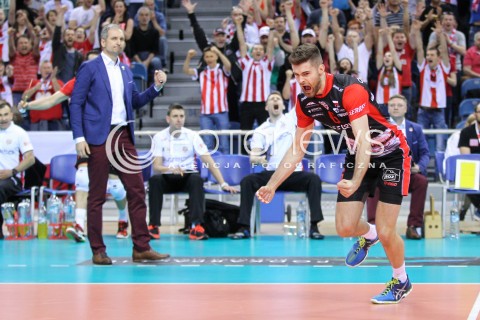  17.04.2016 KRAKOW <br />SIATKOWKA MEZCZYZN LIGA MISTRZOW FINAL FOUR 2016 CHAMPIONS LEAGUE <br />2016 CEV DenizBank Volleyball Men Champions League Final Four season 2015/2016<br />MECZ O 3. MIEJSCE Third place match <br />MECZ ASSECO RESOVIA RZESZOW - CUCINE LUBE CIVITANOVA <br />N/Z DAWID DRYJA RADOSC EMOCJE SYLWETKA <br /> 
