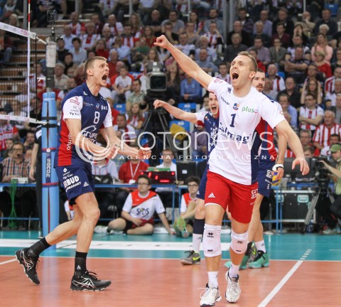  26.04.2016 RZESZOW<br />SIATKOWKA PLUSLIGA 2015/2016 MEN VOLLEYBALL POLAND POLISH PLUS LIGA LEAGUE SEASON 2015/2016 FINAL MATCH - MECZ NR 3<br />MECZ ASSECO RESOVIA RZESZOW - ZAKSA KEDZIERZYN KOZLE<br />N/Z PAWEL ZATORSKI JURIJ GLADYR RADOSC EMOCJE <br /> 