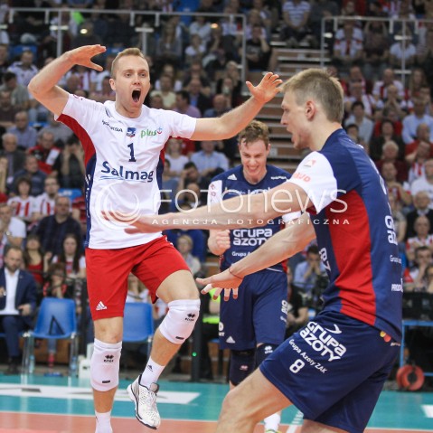  26.04.2016 RZESZOW<br />SIATKOWKA PLUSLIGA 2015/2016 MEN VOLLEYBALL POLAND POLISH PLUS LIGA LEAGUE SEASON 2015/2016 FINAL MATCH - MECZ NR 3<br />MECZ ASSECO RESOVIA RZESZOW - ZAKSA KEDZIERZYN KOZLE<br />N/Z PAWEL ZATORSKI JURIJ GLADYR RADOSC EMOCJE <br /> 