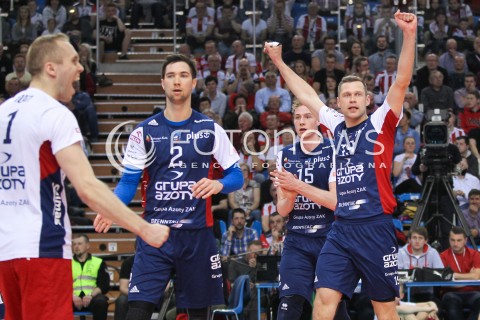  26.04.2016 RZESZOW<br />SIATKOWKA PLUSLIGA 2015/2016 MEN VOLLEYBALL POLAND POLISH PLUS LIGA LEAGUE SEASON 2015/2016 FINAL MATCH - MECZ NR 3<br />MECZ ASSECO RESOVIA RZESZOW - ZAKSA KEDZIERZYN KOZLE<br />N/Z PATRYK CZARNOWSKI PAWEL ZATORSKI KEVIN TILLIE RADOSC EMOCJE <br /> 