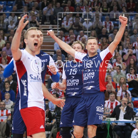 26.04.2016 RZESZOW<br />SIATKOWKA PLUSLIGA 2015/2016 MEN VOLLEYBALL POLAND POLISH PLUS LIGA LEAGUE SEASON 2015/2016 FINAL MATCH - MECZ NR 3<br />MECZ ASSECO RESOVIA RZESZOW - ZAKSA KEDZIERZYN KOZLE<br />N/Z PATRYK CZARNOWSKI PAWEL ZATORSKI RADOSC EMOCJE <br /> 