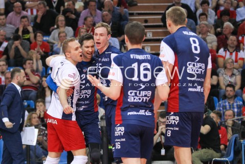  26.04.2016 RZESZOW<br />SIATKOWKA PLUSLIGA 2015/2016 MEN VOLLEYBALL POLAND POLISH PLUS LIGA LEAGUE SEASON 2015/2016 FINAL MATCH - MECZ NR 3<br />MECZ ASSECO RESOVIA RZESZOW - ZAKSA KEDZIERZYN KOZLE<br />N/Z PAWEL ZATORSKI KEVIN TILLIE SAM DEROO RADOSC EMOCJE <br /> 