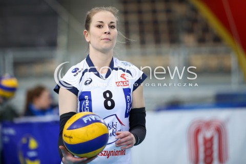  28.04.2016 LODZ SIATKOWKA ORLEN LIGA DRUGA RUNDA PLAY OFF SEZON 2015/2016 <br />
BEEF MASTER BUDOWLANI LODZ - POLSKI CUKIER MUSZYNIANKA ENEA <br />
N/Z ALEKSANDRA KRZOS SYLWETKA<br />
 