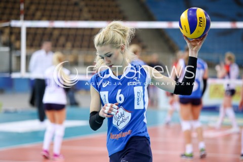  28.04.2016 LODZ SIATKOWKA ORLEN LIGA DRUGA RUNDA PLAY OFF SEZON 2015/2016 <br />
BEEF MASTER BUDOWLANI LODZ - POLSKI CUKIER MUSZYNIANKA ENEA <br />
N/Z ANNA GREJMAN SYLWETKA<br />
 