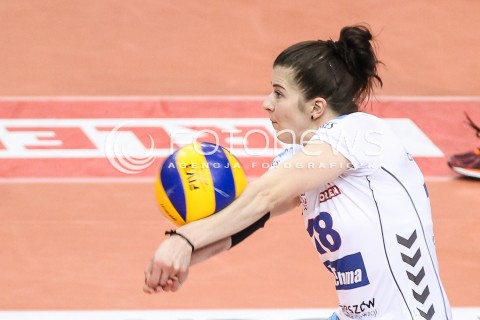 29.04.2016 RZESZOW<br />SIATKOWKA ORLEN LIGA 2015/2016 WOMEN VOLLEYBALL POLAND POLISH ORLENLIGA LEAGUE SEASON 2015/2016<br />MECZ DEVELOPRES SKYRES RZESZOW - KSZO OSTROWIEC <br />N/Z LUCYNA BOREK SYLWETKA <br /> 