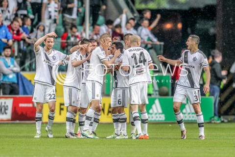  08.05.2016 WARSZAWA PILKA NOZNA <br />FOOTBALL EKSTRAKLASA STADION LEGII<br />MECZ LEGIA WARSZAWA - PIAST GLIWICE<br />N/Z RADOSC LEGII BRAMKA GUILHERME<br /> 
