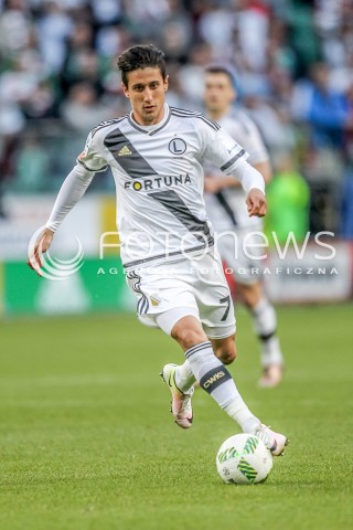  08.05.2016 WARSZAWA PILKA NOZNA <br />FOOTBALL EKSTRAKLASA STADION LEGII<br />MECZ LEGIA WARSZAWA - PIAST GLIWICE<br />N/Z MIHAIL ALEKSANDROW SYLWETKA<br /> 