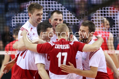  17.05.2016 KRAKOW (TAURON ARENA) <br />XIV MEMORIAL HUBERTA JERZEGO WAGNERA <br />MECZ POLSKA - BULGARIA ( MATCH POLAND - BULGARIA ) <br />N/Z MATEUSZ BIENIEK BARTOSZ KUREK MICHAL KUBIAK RADOSC EMOCJE <br /> 