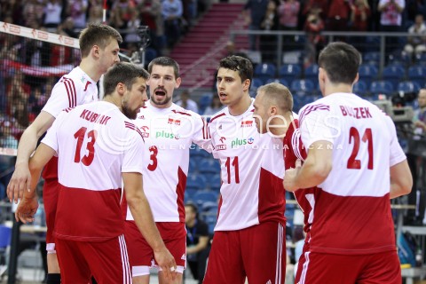  17.05.2016 KRAKOW (TAURON ARENA) <br />XIV MEMORIAL HUBERTA JERZEGO WAGNERA <br />MECZ POLSKA - BULGARIA ( MATCH POLAND - BULGARIA ) <br />N/Z DAWID KONARSKI FABIAN DRZYZGA PAWEL ZATORSKI RADOSC EMOCJE <br /> 