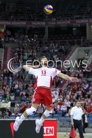  17.05.2016 KRAKOW (TAURON ARENA) <br />XIV MEMORIAL HUBERTA JERZEGO WAGNERA <br />MECZ POLSKA - BULGARIA ( MATCH POLAND - BULGARIA ) <br />N/Z MICHAL KUBIAK SYLWETKA ZAGRYWKA<br /> 