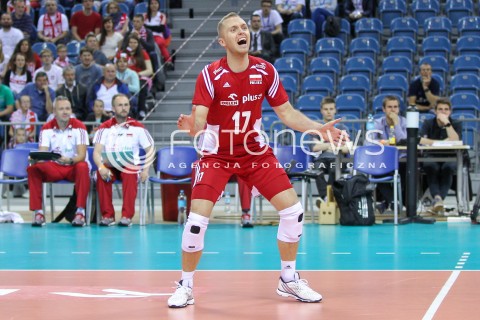  17.05.2016 KRAKOW (TAURON ARENA) <br />XIV MEMORIAL HUBERTA JERZEGO WAGNERA <br />MECZ POLSKA - BULGARIA ( MATCH POLAND - BULGARIA ) <br />N/Z PAWEL ZATORSKI RADOSC EMOCJE SYLWETKA <br /> 