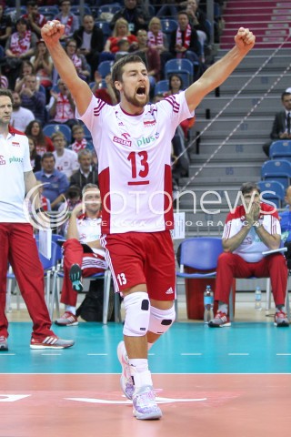  17.05.2016 KRAKOW (TAURON ARENA) <br />XIV MEMORIAL HUBERTA JERZEGO WAGNERA <br />MECZ POLSKA - BULGARIA ( MATCH POLAND - BULGARIA ) <br />N/Z MICHAL KUBIAK RADOSC EMOCJE SYLWETKA <br /> 