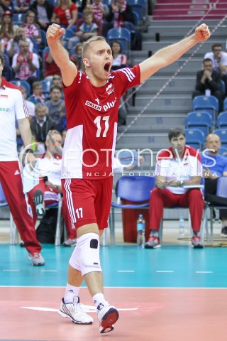  17.05.2016 KRAKOW (TAURON ARENA) <br />XIV MEMORIAL HUBERTA JERZEGO WAGNERA <br />MECZ POLSKA - BULGARIA ( MATCH POLAND - BULGARIA ) <br />N/Z PAWEL ZATORSKI RADOSC EMOCJE SYLWETKA <br /> 
