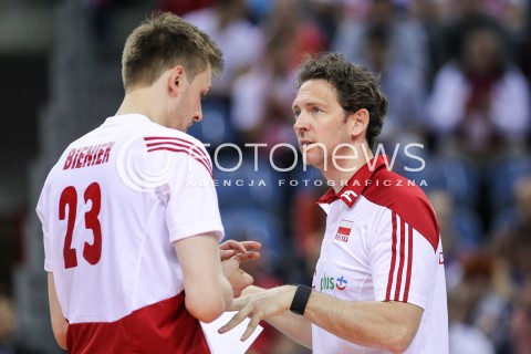  17.05.2016 KRAKOW (TAURON ARENA) <br />XIV MEMORIAL HUBERTA JERZEGO WAGNERA <br />MECZ POLSKA - BULGARIA ( MATCH POLAND - BULGARIA ) <br />N/Z STEPHANE ANTIGA - I TRENER ( HEAD COACH ) MATEUSZ BIENIEK <br /> 