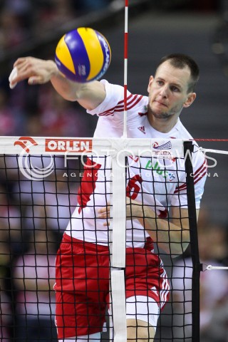  17.05.2016 KRAKOW (TAURON ARENA) <br />XIV MEMORIAL HUBERTA JERZEGO WAGNERA <br />MECZ POLSKA - BULGARIA ( MATCH POLAND - BULGARIA ) <br />N/Z BARTOSZ KUREK SYLWETKA ATAK<br /> 