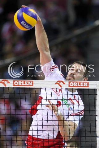  17.05.2016 KRAKOW (TAURON ARENA) <br />XIV MEMORIAL HUBERTA JERZEGO WAGNERA <br />MECZ POLSKA - BULGARIA ( MATCH POLAND - BULGARIA ) <br />N/Z DAWID KONARSKI SYLWETKA ATAK<br /> 