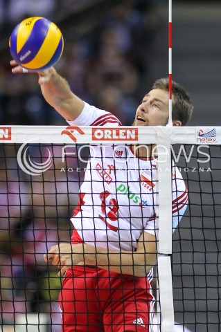  17.05.2016 KRAKOW (TAURON ARENA) <br />XIV MEMORIAL HUBERTA JERZEGO WAGNERA <br />MECZ POLSKA - BULGARIA ( MATCH POLAND - BULGARIA ) <br />N/Z MICHAL KUBIAK SYLWETKA ATAK<br /> 