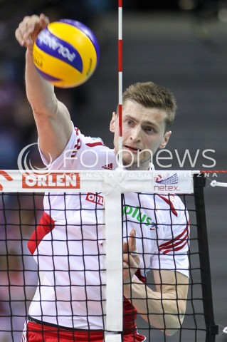  17.05.2016 KRAKOW (TAURON ARENA) <br />XIV MEMORIAL HUBERTA JERZEGO WAGNERA <br />MECZ POLSKA - BULGARIA ( MATCH POLAND - BULGARIA ) <br />N/Z PIOTR NOWAKOWSKI SYLWETKA ATAK<br /> 