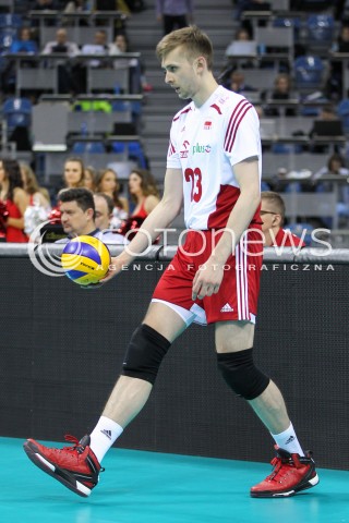  17.05.2016 KRAKOW (TAURON ARENA) <br />XIV MEMORIAL HUBERTA JERZEGO WAGNERA <br />MECZ POLSKA - BULGARIA ( MATCH POLAND - BULGARIA ) <br />N/Z MATEUSZ BIENIEK SYLWETKA <br /> 
