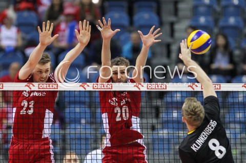  18.05.2016 KRAKOW (TAURON ARENA) <br />XIV MEMORIAL HUBERTA JERZEGO WAGNERA <br />MECZ POLSKA - BELGIA ( MATCH POLAND - BELGIUM ) <br />N/Z MATEUSZ BIENIEK MATEUSZ MIKA BLOK<br /> 