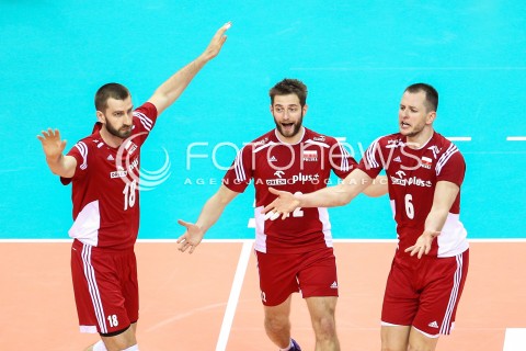  18.05.2016 KRAKOW (TAURON ARENA) <br />XIV MEMORIAL HUBERTA JERZEGO WAGNERA <br />MECZ POLSKA - BELGIA ( MATCH POLAND - BELGIUM ) <br />N/Z MARCIN MOZDZONEK GRZEGORZ LOMACZ BARTOSZ KUREK RADOSC EMOCJE <br /> 