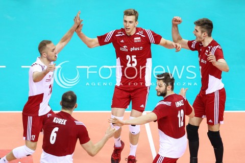  18.05.2016 KRAKOW (TAURON ARENA) <br />XIV MEMORIAL HUBERTA JERZEGO WAGNERA <br />MECZ POLSKA - BELGIA ( MATCH POLAND - BELGIUM ) <br />N/Z D5 KAROL KLOS PAWEL ZATORSKI RADOSC EMOCJE <br /> 