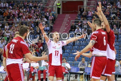  18.05.2016 KRAKOW (TAURON ARENA) <br />XIV MEMORIAL HUBERTA JERZEGO WAGNERA <br />MECZ POLSKA - BELGIA ( MATCH POLAND - BELGIUM ) <br />N/Z PAWEL ZATORSKI RADOSC EMOCJE GRZEGORZ LOMACZ BARTOSZ KUREK <br /> 