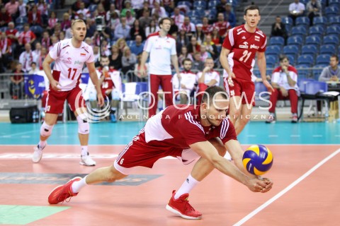  18.05.2016 KRAKOW (TAURON ARENA) <br />XIV MEMORIAL HUBERTA JERZEGO WAGNERA <br />MECZ POLSKA - BELGIA ( MATCH POLAND - BELGIUM ) <br />N/Z BARTOSZ KUREK OBRONA SYLWETKA <br /> 