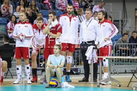  18.05.2016 KRAKOW (TAURON ARENA) <br />XIV MEMORIAL HUBERTA JERZEGO WAGNERA <br />MECZ POLSKA - BELGIA ( MATCH POLAND - BELGIUM ) <br />N/Z PAWEL ZATORSKI GRZEGORZ LOMACZ MATEUSZ BIENIEK MARCIN MOZDZONEK PAWEL PAPKE MICHAL KUBIAK KWADRAT <br /> 