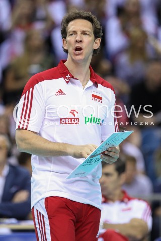  18.05.2016 KRAKOW (TAURON ARENA) <br />XIV MEMORIAL HUBERTA JERZEGO WAGNERA <br />MECZ POLSKA - BELGIA ( MATCH POLAND - BELGIUM ) <br />N/Z STEPHANE ANTIGA - I TRENER ( HEAD COACH ) SYLWETKA <br /> 