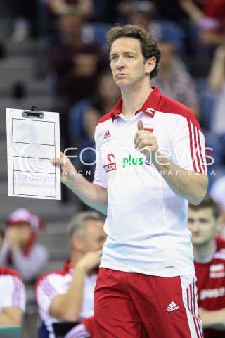  18.05.2016 KRAKOW (TAURON ARENA) <br />XIV MEMORIAL HUBERTA JERZEGO WAGNERA <br />MECZ POLSKA - BELGIA ( MATCH POLAND - BELGIUM ) <br />N/Z STEPHANE ANTIGA - I TRENER ( HEAD COACH ) SYLWETKA <br /> 