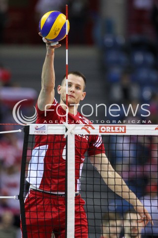  18.05.2016 KRAKOW (TAURON ARENA) <br />XIV MEMORIAL HUBERTA JERZEGO WAGNERA <br />MECZ POLSKA - BELGIA ( MATCH POLAND - BELGIUM ) <br />N/Z BARTOSZ KUREK SYLWETKA ATAK<br /> 