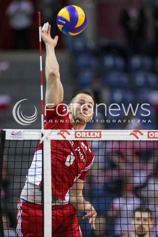  18.05.2016 KRAKOW (TAURON ARENA) <br />XIV MEMORIAL HUBERTA JERZEGO WAGNERA <br />MECZ POLSKA - BELGIA ( MATCH POLAND - BELGIUM ) <br />N/Z BARTOSZ KUREK SYLWETKA ATAK<br /> 