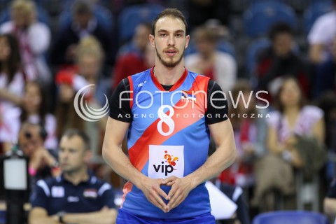  19.05.2016 KRAKOW (TAURON ARENA) <br />XIV MEMORIAL HUBERTA JERZEGO WAGNERA <br />MECZ POLSKA - SERBIA ( MATCH POLAND - SERBIA ) <br />N/Z MARKO IVOVIC SYLWETKA <br /> 