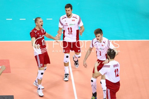  19.05.2016 KRAKOW (TAURON ARENA) <br />XIV MEMORIAL HUBERTA JERZEGO WAGNERA <br />MECZ POLSKA - SERBIA ( MATCH POLAND - SERBIA ) <br />N/Z PAWEL ZATORSKI MICHAL KUBIAK KAROL KLOS RADOSC EMOCJE <br /> 