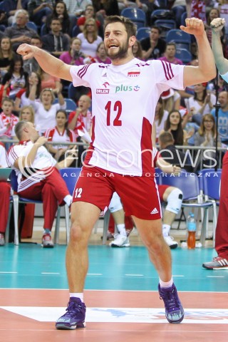  19.05.2016 KRAKOW (TAURON ARENA) <br />XIV MEMORIAL HUBERTA JERZEGO WAGNERA <br />MECZ POLSKA - SERBIA ( MATCH POLAND - SERBIA ) <br />N/Z GRZEGORZ LOMACZ SYLWETKA RADOSC EMOCJE <br /> 