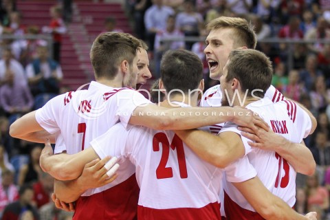  19.05.2016 KRAKOW (TAURON ARENA) <br />XIV MEMORIAL HUBERTA JERZEGO WAGNERA <br />MECZ POLSKA - SERBIA ( MATCH POLAND - SERBIA ) <br />N/Z MATEUSZ BIENIEK RADOSC EMOCJE <br /> 