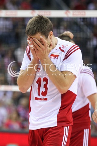  19.05.2016 KRAKOW (TAURON ARENA) <br />XIV MEMORIAL HUBERTA JERZEGO WAGNERA <br />MECZ POLSKA - SERBIA ( MATCH POLAND - SERBIA ) <br />N/Z MICHAL KUBIAK SMUTEK PORAZKA PRZEGRANA EMOCJE<br /> 