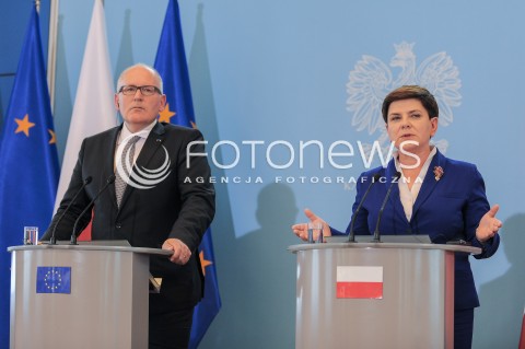 24.05.2016 WARSZAWA<br />KONFERENCJA PRASOWA<br />N/Z WICEPRZEWODNICZACY KOMISJI EUROPEJSKIEJ FRANS TIMMERMANS PREMIER BEATA SZYDLO<br /> 