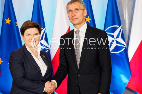  31.05.2016 WARSZAWA<br /> SPOTKANIE PREMIER BEATY SZYDLO Z PRZEWODNICZACYM NATO JENSEM  STOLTENBERGIEM <br /> N/Z BEATA SZYDLO JENS STOLTENBERG <br />  