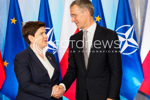  31.05.2016 WARSZAWA<br /> SPOTKANIE PREMIER BEATY SZYDLO Z PRZEWODNICZACYM NATO JENSEM  STOLTENBERGIEM <br /> N/Z BEATA SZYDLO JENS STOLTENBERG <br />  